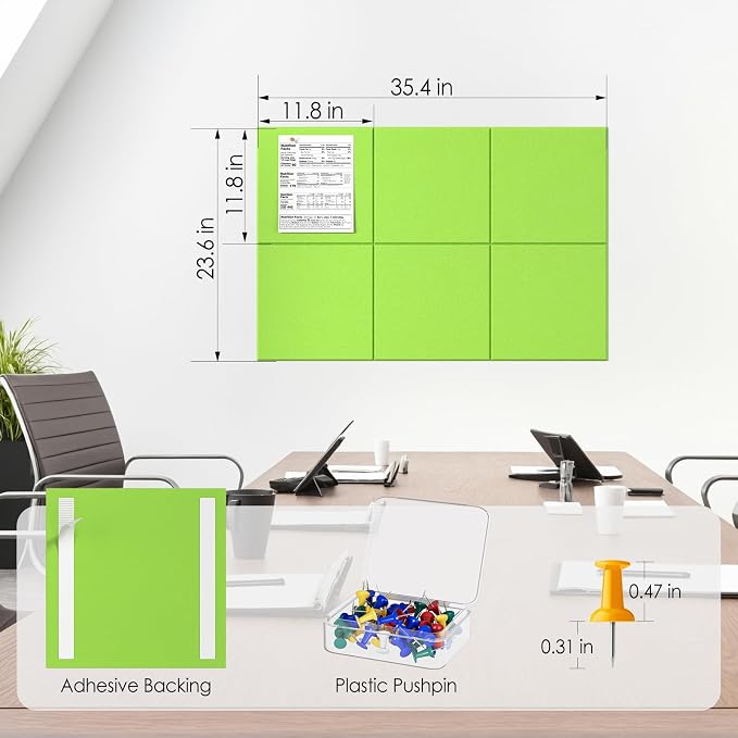 MaxGear Large Cork Board for Wall 36" x 24", Fruit Green Bulletin Board - Image 4