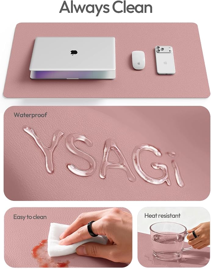 YSAGi Leather Desk Protector, Office Mat, Large Mouse Mat, Non-Slip PU Leather - Image 7