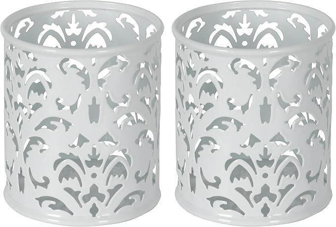 EasyPAG White Pen Holder for Desk, 2 Pack Round Pen Organizer, Brush Holder for by EasyPAG