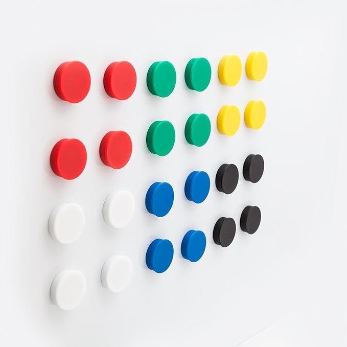 Bullseye Office 24 Round Red Fridge Magnets, Button Shaped, Small Colorful - Image 4