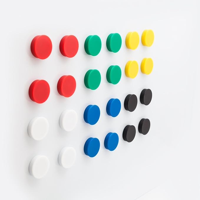 Bullseye Office 24 Round Blue Fridge Magnets, Button Shaped, Small Colorful - Image 6