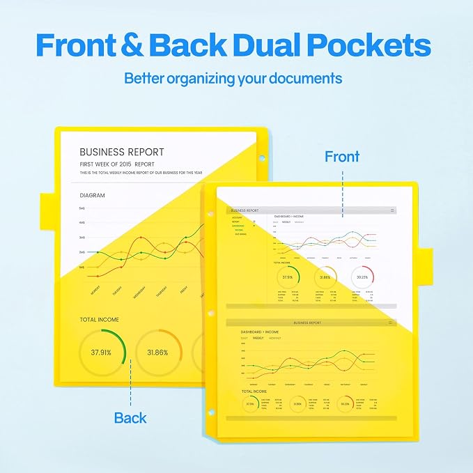 SUNEE 8 Tab Dividers with Pockets, Plastic Dividers - Image 3