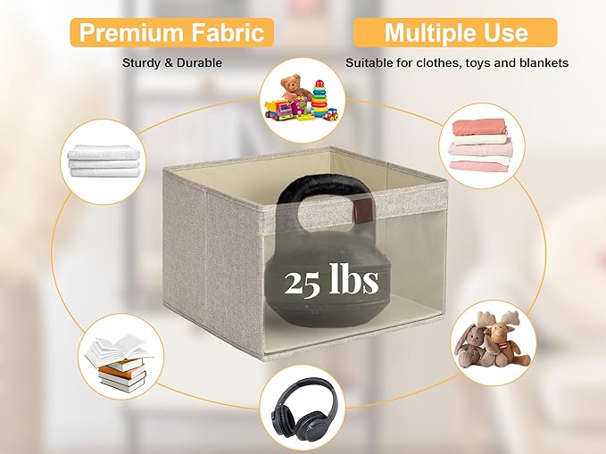 StorageWorks Closet Storage Bins, Large Storage Baskets with Clear Window and Handles, Foldable Fabric Organizer for Clothes, Shelves, Brown and Beige, 3 Pack-DeskLoop Office