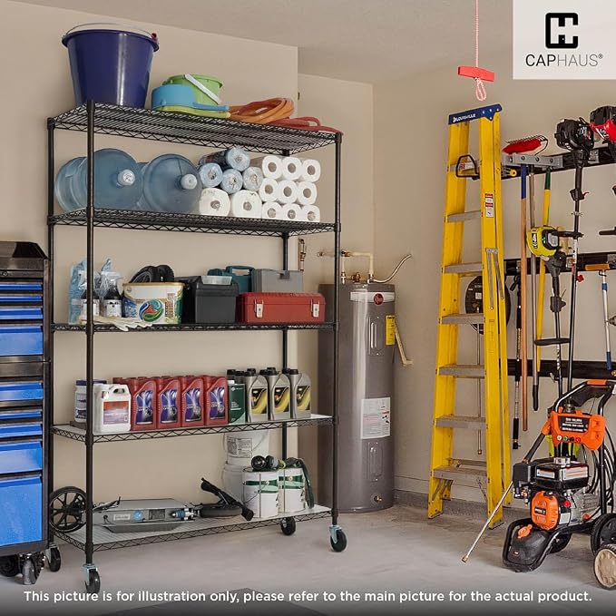 CAPHAUS NSF Commercial Grade Wire Shelving w/Wheels, Leveling Feet & Liners - Image 2