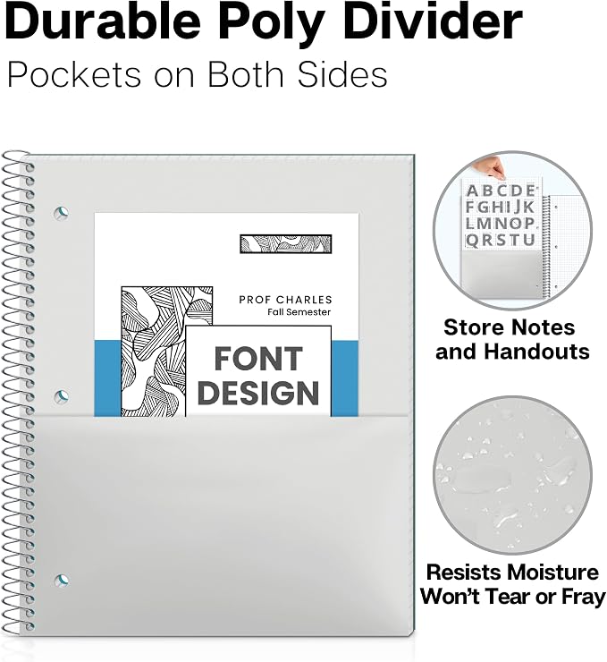 Dunwell Graph Paper Notebook 8.5 x 11 Plastic Cover, 100 Sheets, Perforated - Image 5