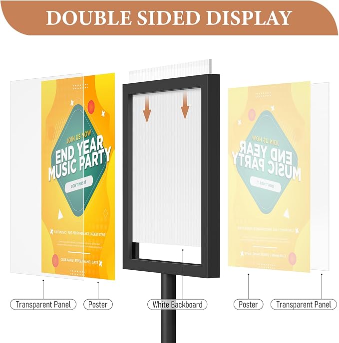 Relx Standing Sign Holder 11 x 17, Adjustable Pedestal Sign Stand, Double-sided - Image 2