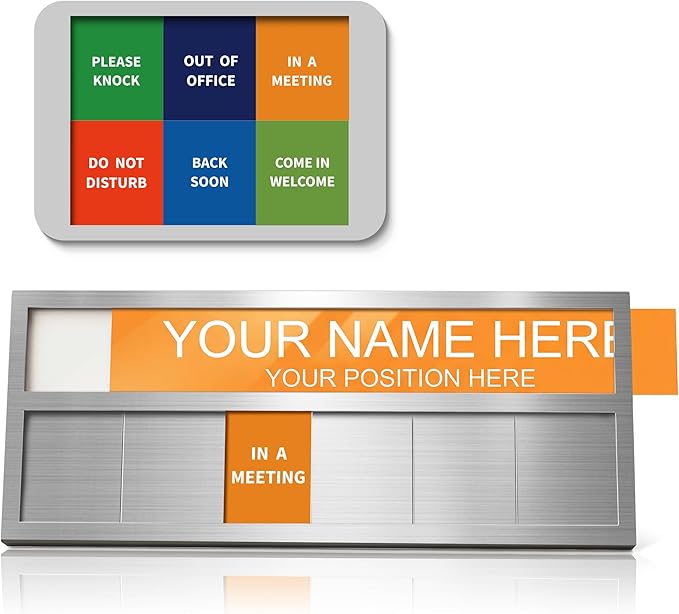 Name Plate for Desk& Office Door Sign, 6 Options Do Not Disturb, In A Meeting by EliteSign