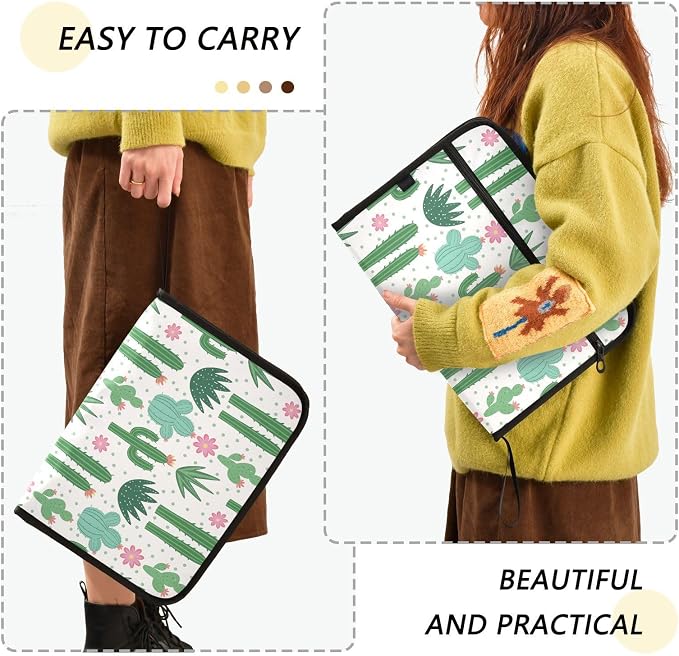 Expanding File Folder Cactus Pattern Accordion File Organizer 13 Pockets - Image 2