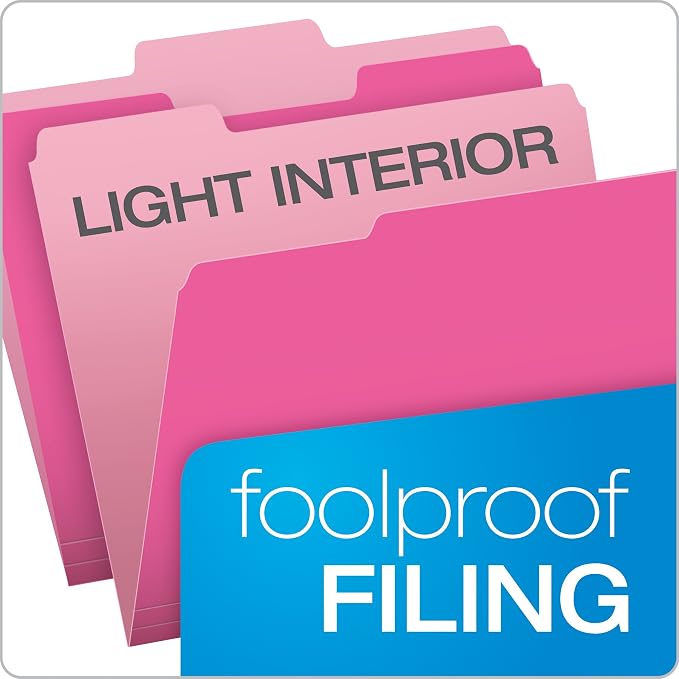 Pendaflex Pink File Folders, 100 Pack, Letter Size, Durable Pink Folders - Image 3