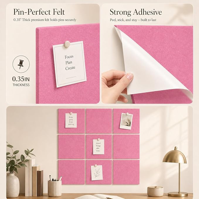 Felt Bulletin Board Tiles, Cork Board Alternative, 48 x 36 in | 0.35 in modular - Image 3