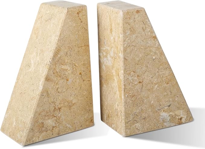 Karibiber Marble Bookend for Heavy Books, Decorative Bookends for Shelves by Karibiber