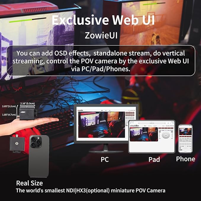4K Native NDI|HX3 POV Box Camera PoE, Simultaneously HDMI & SDI Output, RTSP/RTMP(s)/SRT, Standalone Live Streaming to YouTube/Facebook/Twitch for Webcast, Meeting, Teaching & Gaming (M12 AF)-DeskLoop Office