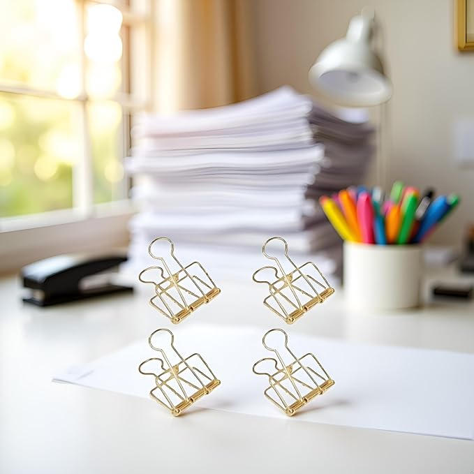 4Pcs Gold Hollow Out Long Tail Wire Binder Clips Paper Binder Clip Large Binder - Image 3