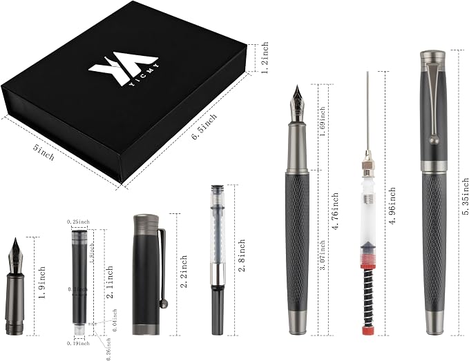 YICMY Fancy Fountain Pen Set – Fine & Medium Nibs, Includes 18 Ink Cartridges - Image 3