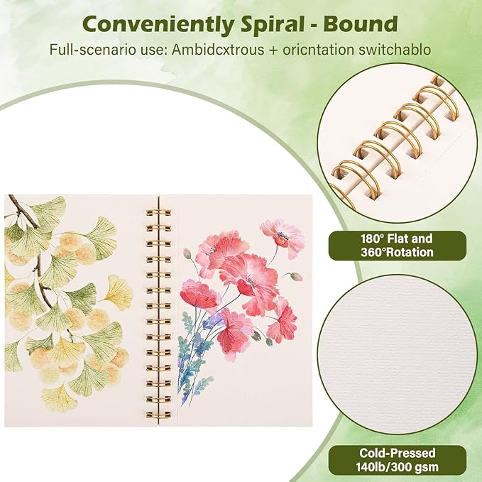2-Packs Watercolor Paper Pad 3.5x5.5 Inch | 30 Sheets 140lb/300g, Spiral-Bound - Image 4