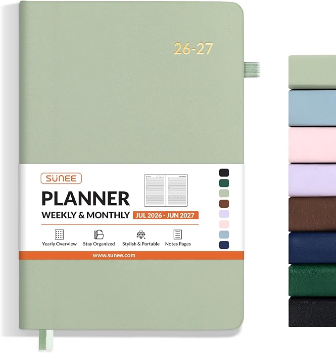 SUNEE 2026-2027 Weekly & Monthly Hardcover Planner 5.5" x 8.3" by SUNEE
