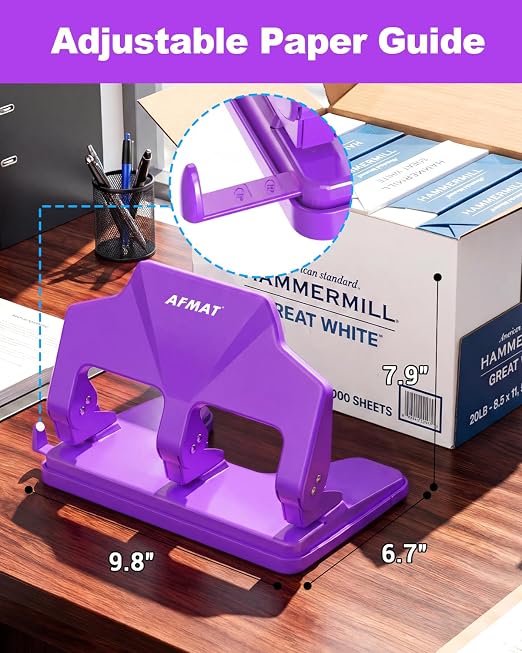 AFMAT 3 Hole Punch Heavy Duty, 40-Sheet Three Hole Punch, 50% Reduced Effort - Image 6