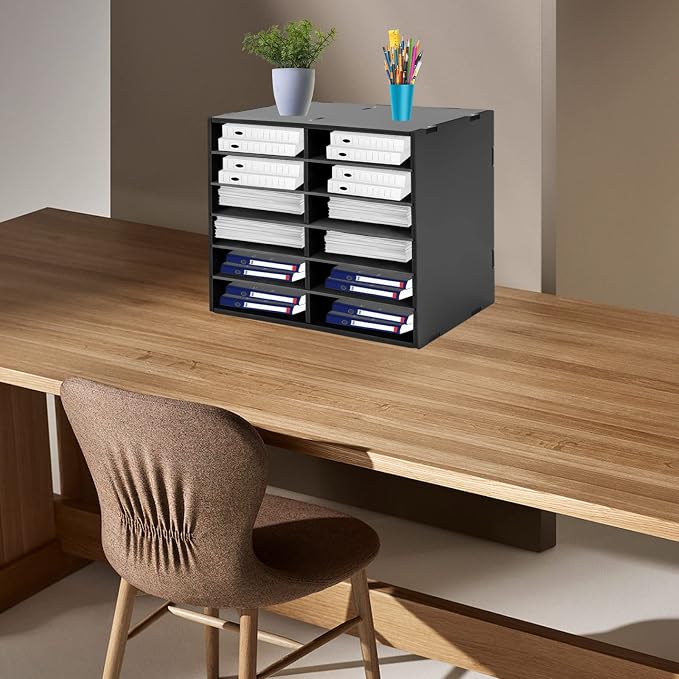 Literature Organizer Sorter for Desk, 12 Slots Adjustable File Sorter Mail - Image 6