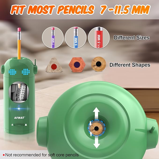 AFMAT Electric Pencil Sharpener, Fully Automatic Colored Pencil Sharpener - Image 3