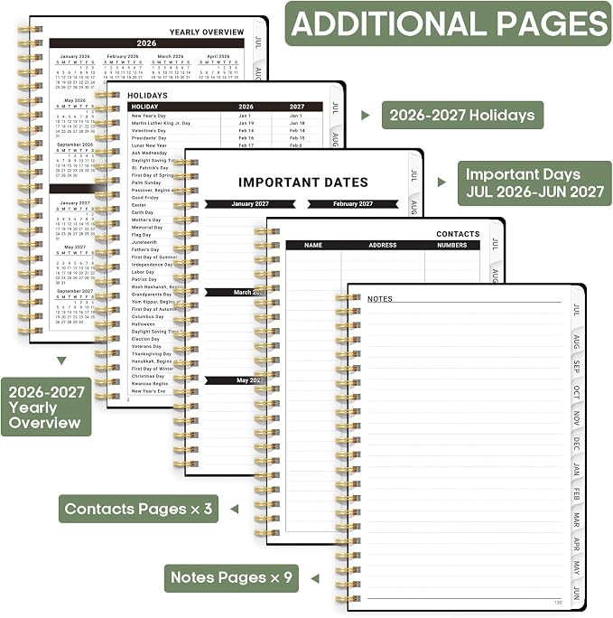 Academic Planner 2026-2027, Weekly and Monthly Calendar Book, July 2026 – June - Image 4