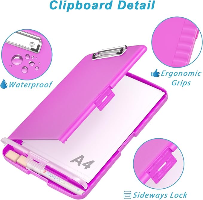 Rimilak Plastic Clipboard with Storage, 8.5 x 11 High Capacity Folio Nursing - Image 5
