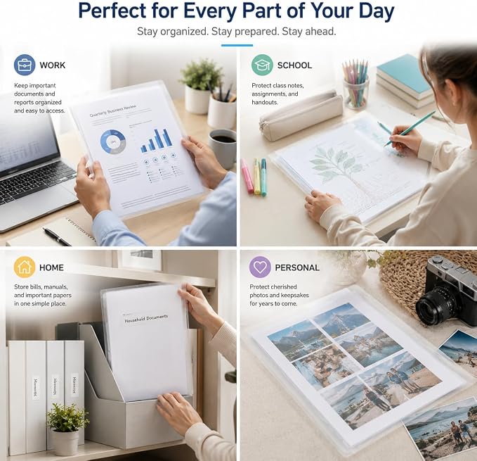 10 Pack Thick Clear Plastic Folders – Fits A4 & Letter Size Paper 8.5x11 Inch - Image 6