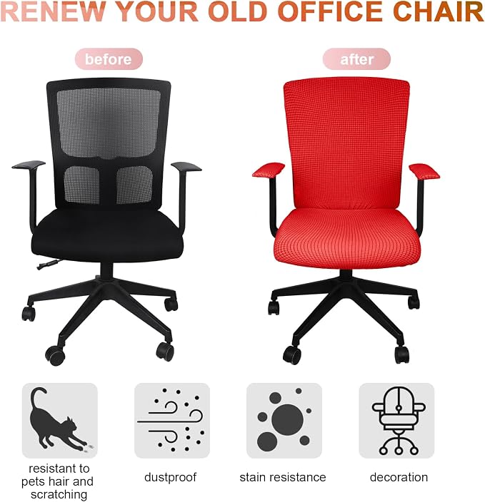 Tallew 4 Pcs Office Chair Covers Set Computer Universal Protective Stretchable - Image 4