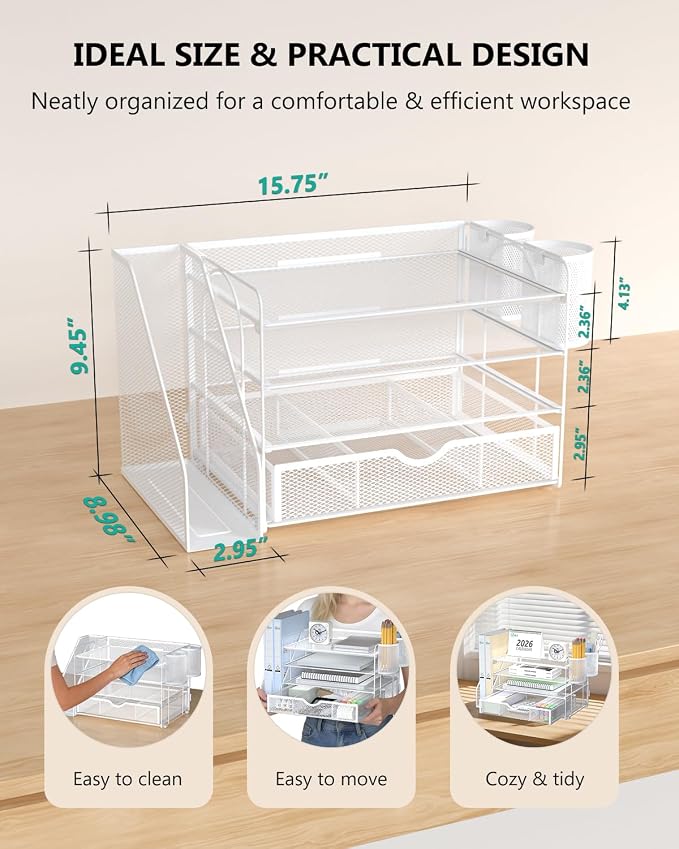 WALI Desk File Organizer, 4 Tier Desktop Paper Letter Tray Organizer - Image 8