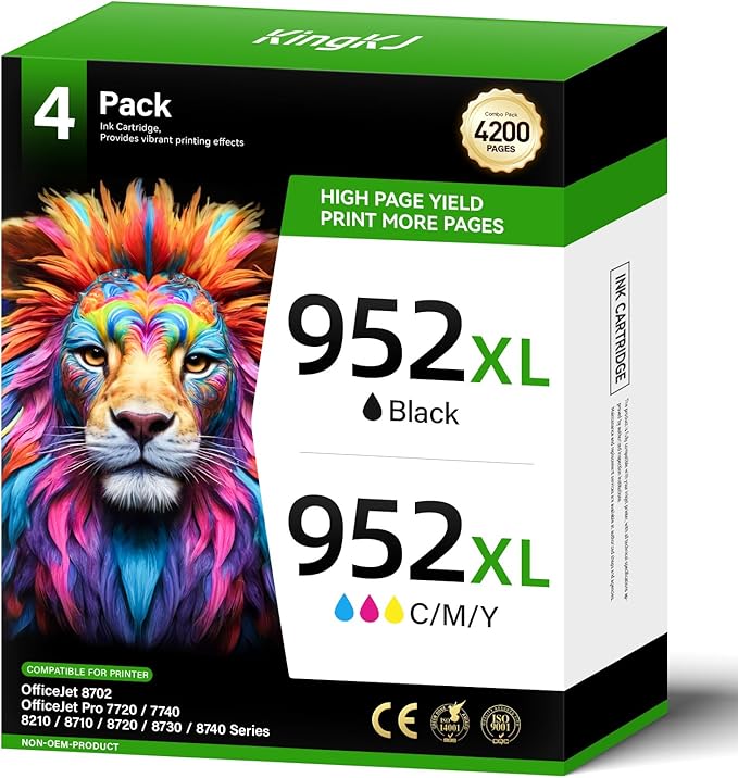 952XL Ink Cartridges Combo 4 Pack Replacement for HP 952 952XL Printers Ink Compatible HP Color Officejet Pro 7740 7720 8210 8216 8702 8710 8720 8740 8715 8725 8730 8700 7730 Black Cyan Magenta Yellow-DeskLoop Office