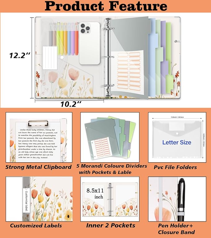 3 Ring 1 Inch Binder Organizer, BVSSX Three Ring Binders - Image 3