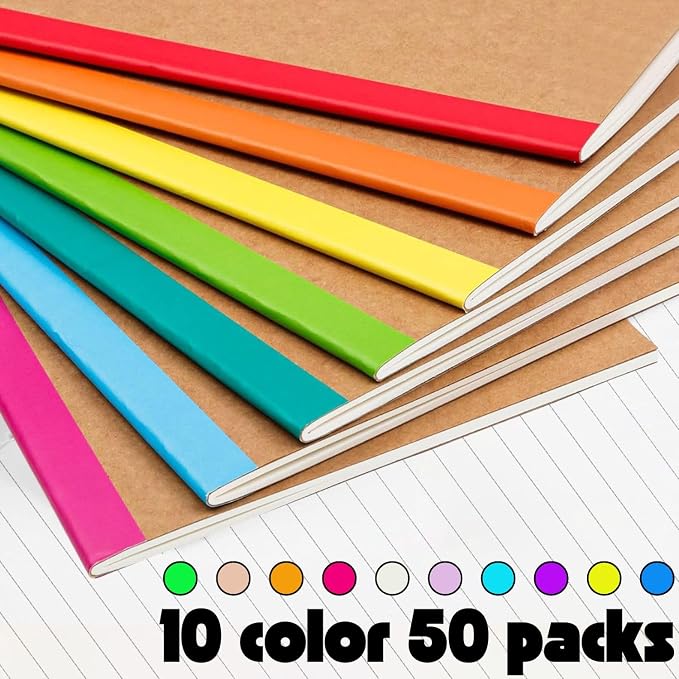50 Pack A5 Lined Kraft Notebook Journals 8.3x5.5 In，Travel Journals Notebooks - Image 3