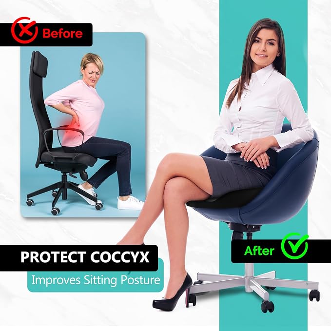 Seat Cushion - High-Density Charcoal Memory Foam Office Chair Cushion - Image 8