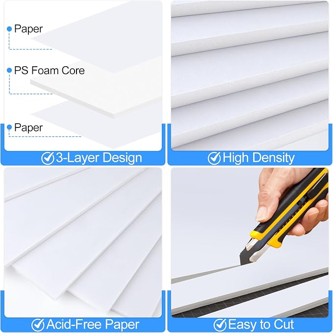 ToLanbbt 12 Pack White Foam Board, Displaying - Image 3