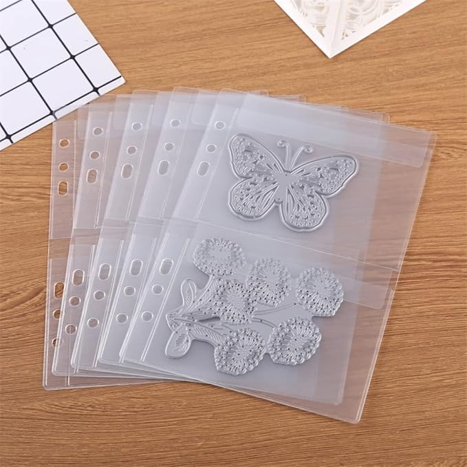 BAOFALI 10 Pack A5 Size Plastic Binder Pockets, 6 Holes Waterproof PVC Folders by BAOFALI