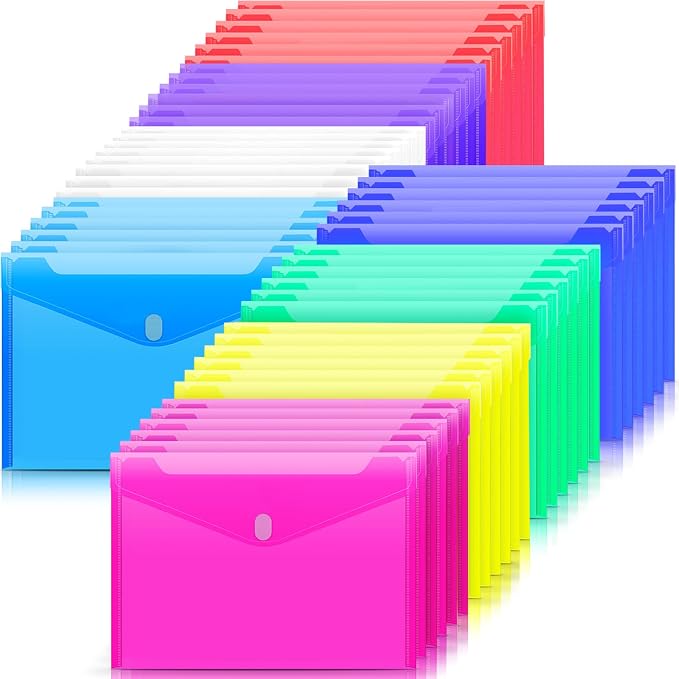 Sooez 50 Pack Plastic Envelopes File Folders, Plastic Folders by Sooez