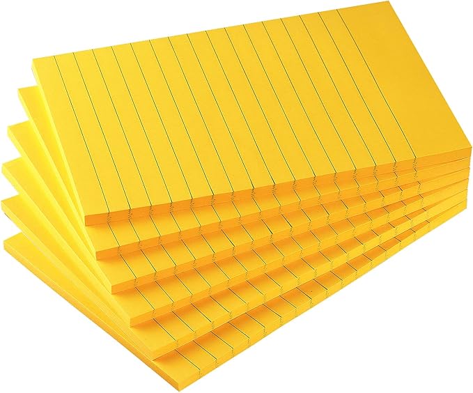 Early Buy 6 Pads Lined Sticky Notes with Lines 4x6 Self-Stick Notes Bright Color Sticky Notes, 45 Sheets/Pad (Orange)-DeskLoop Office