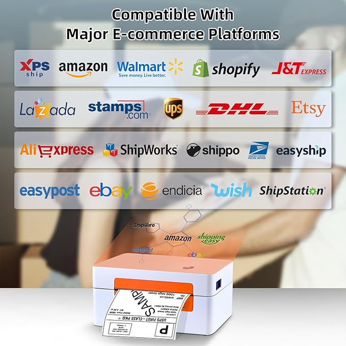 vretti Bluetooth Shipping Label Printer - 4x6 Thermal Label Printer for Shipping Packages Small Business Office or Home,Widely Used for Amazon, Ebay, Shopify, Etsy, USPS-DeskLoop Office