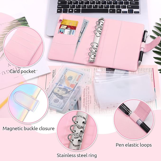 SKYDUE Budget Binder with Cash Envelopes, A6 Size, 20-Page Capacity, 8 Dividers - Image 4