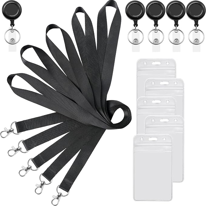 YOUOWO 5 Pack Black Lanyards - Image 6