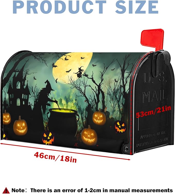 Halloween Witch Mailbox Covers Magnetic Castle Bat Fall Pumpkin Mailbox Cover - Image 3