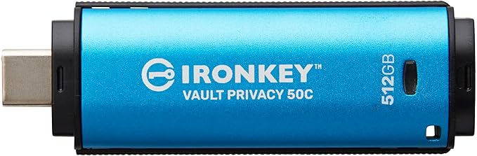 Kingston Ironkey Vault Privacy 50 USB-C 512GB Encrypted Flash Drive | FIPS 197 Certified | XTS-AES 256-bit | BadUSB and Brute Force Protection | Mult-Password Option | IKVP50C/512GB-DeskLoop Office