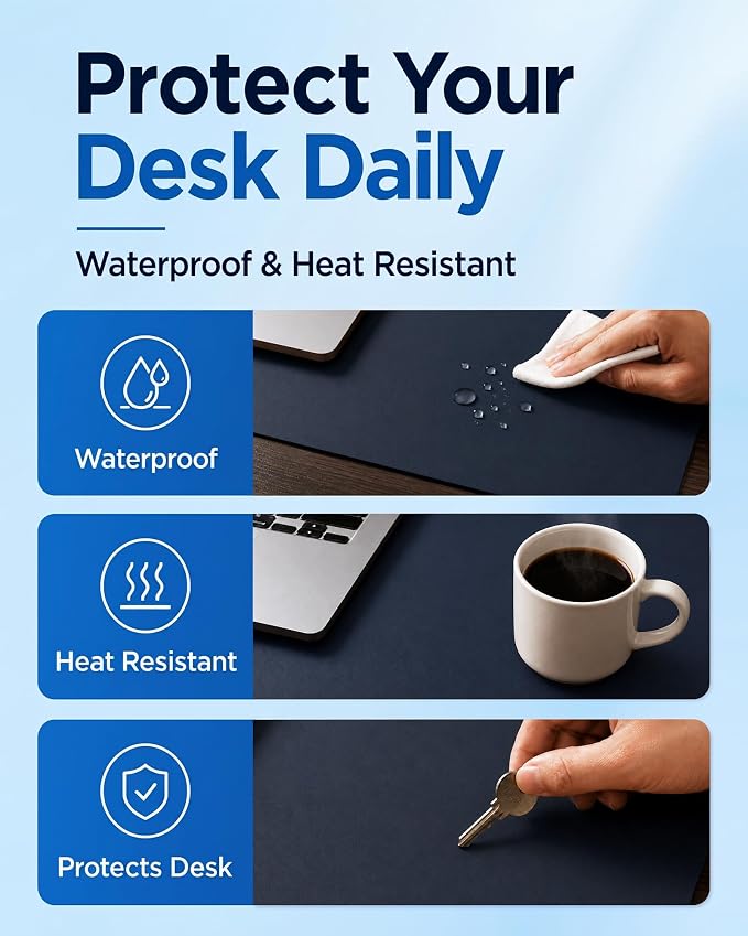 Aothia Dual-Sided Desk Mat, FSC Cork & PU Leather Desk Pad, Large Mouse Pad & - Image 5