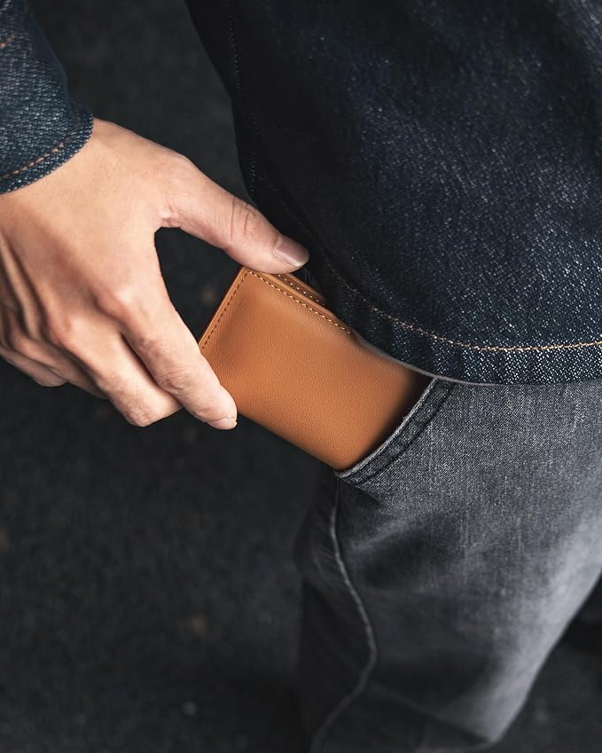 VULKIT Leather Business Card Holder 2 Sided Slim Business Name Card Organizer - Image 3