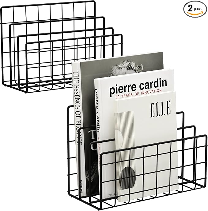 3-Slot Metal Mesh Desk Mail Organizer, Letter Sorter File Holder by COCSKERQL