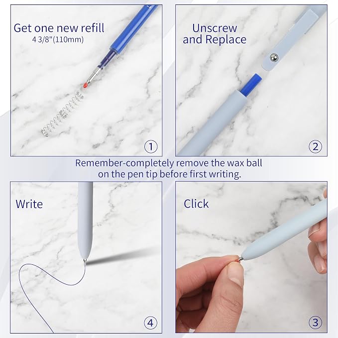 Gel Pen Refills for Click pens, Quick Drying Ink Pen Refills Smooth Writing - Image 4