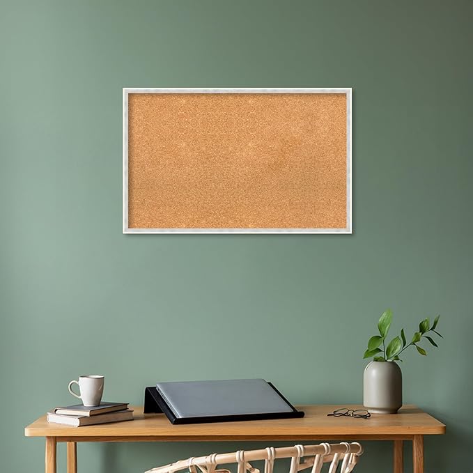 Amanti Art Natural Cork Board for Wall, 21x33 Vision Board with White Frame, Large Corkboard Office Decor for Home Organization, Modern Corkboard Pinboard to Display Items for Home Organization in-DeskLoop Office
