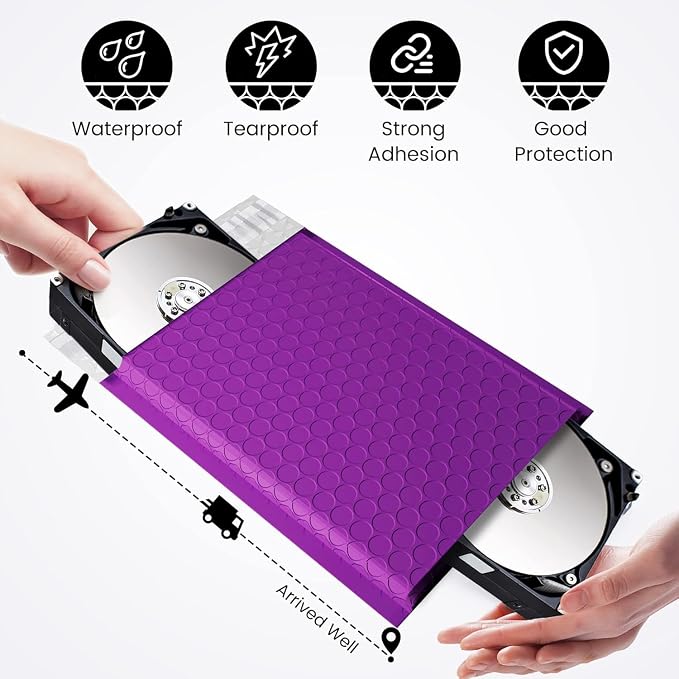 Fuxury Bubble Mailers 6x10" 600 Pack Purple Padded Envelopes Usable Size 6x9" - Image 7