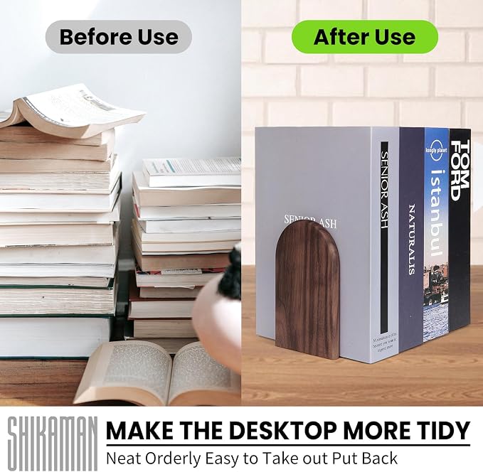Book Ends, 1 Pair Bookends Wood Book Ends Universal Economy Bookend - Image 5