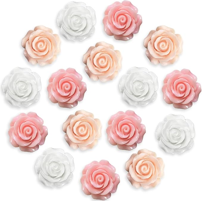 15 pcs - Cute Flower Magnets - Pink Rose Magnets by KEYDUACU