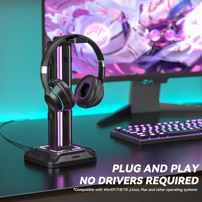 KDD RGB Headset Stand with 9 Light Modes - Image 2